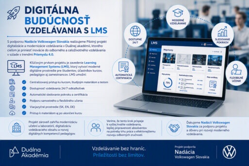 Duálna akadémia digitalizuje a modernizuje vzdelávanie s podporou Nadácie Volkswagen Slovakia